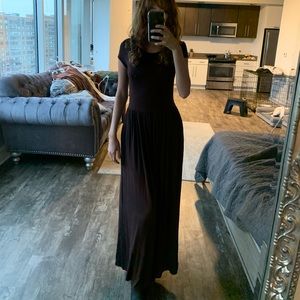 Brown short sleeve maxi dress